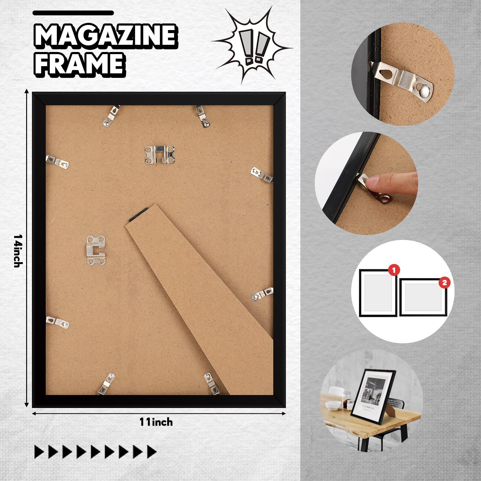 Geetery Ramka na magazyn sportowy pasuje do ramy ekspozycyjnej na czasopisma o wymiarach 20 x 29 cm, z zainstalowanymi wieszakami i podstawową matą z tworzywa sztucznego, do powieszenia na ścianie