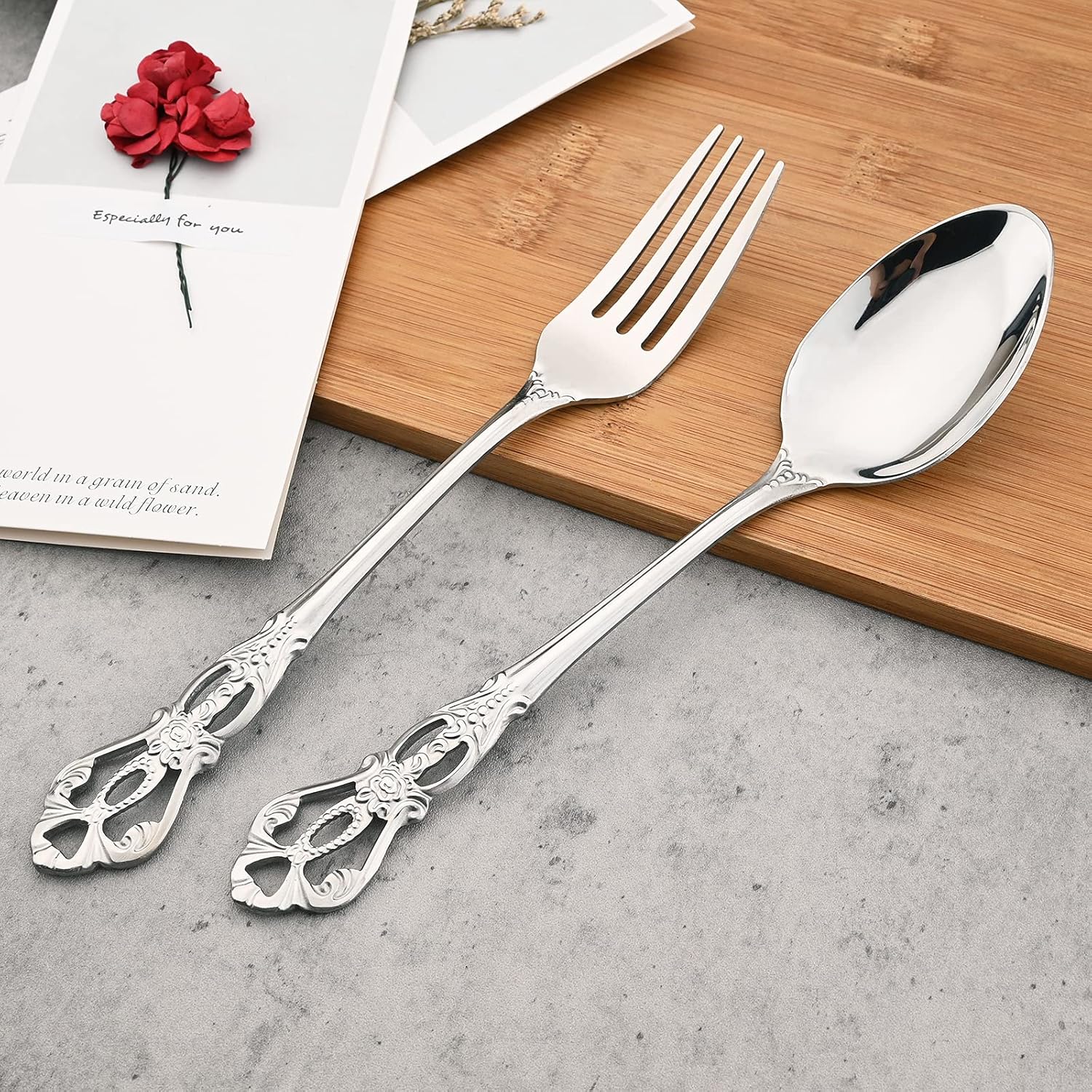 Mirror Polished Silver Silverware Set, 24-Piece 18/10 Stainless Steel Shiny Finish Flatware Service for 6, Kitchen Utensils, Tableware Cutlery for Home and Restaurant, Dishwasher Safe