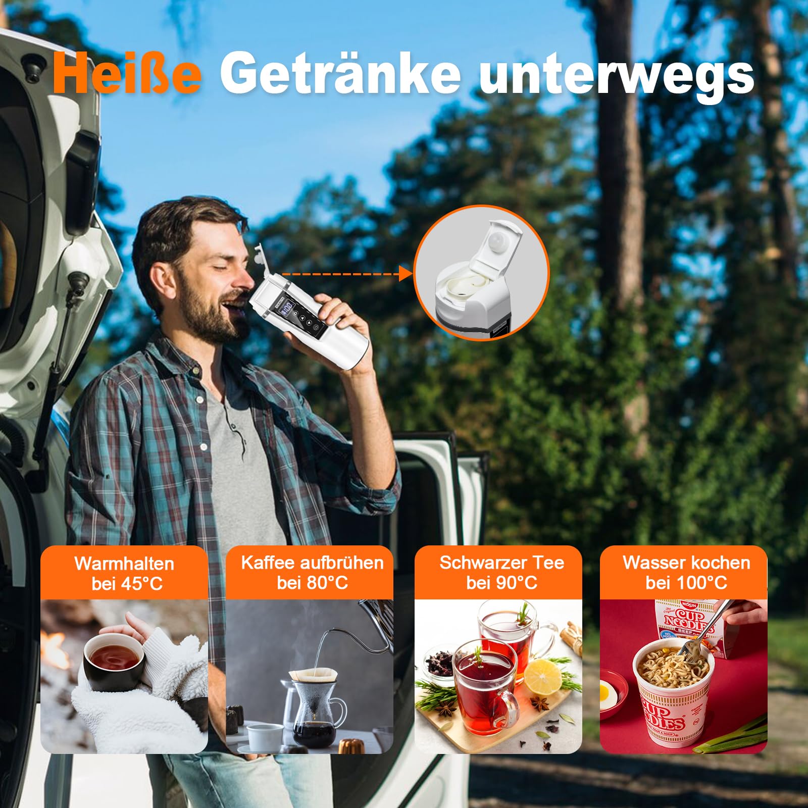 Wasserkocher Edelstahl Auto 12V Zigarettenanzünder Produktbild-Vorschau 10