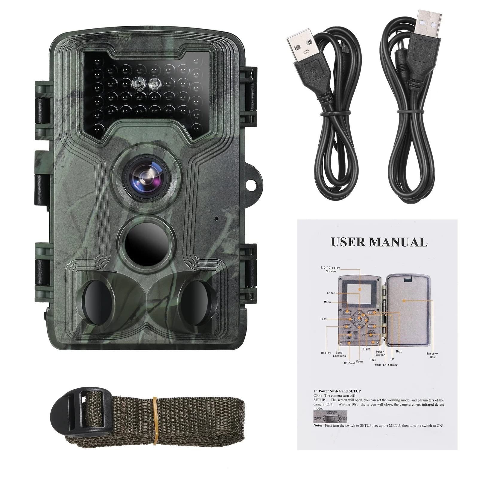 EMEBAY Caméra de Chasse Surveillance 36MP 1080P IP66 Étanche Écran LCD