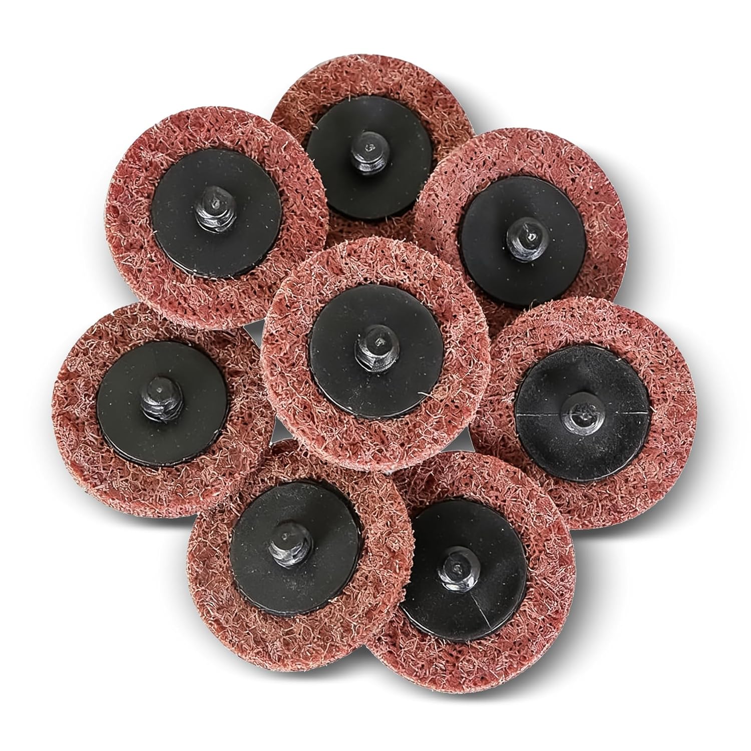 waltyotur 50Pcs 2 Inch Quick Change Sanding Discs, Maroon Roll Lock Nylon Surface Conditioning Discs for Surface Preparation, Cleaning, Polishing and Deburring