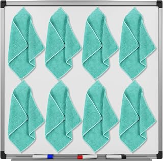 Zopeal 8 Packs Dry Erase Board Cleaning Cloth Microfiber Eraser Magnetic Whiteboard Eraser Washable for Whiteboard Dry Erase Cloth for Home and Office, 10'' x 9. 25''(Green)