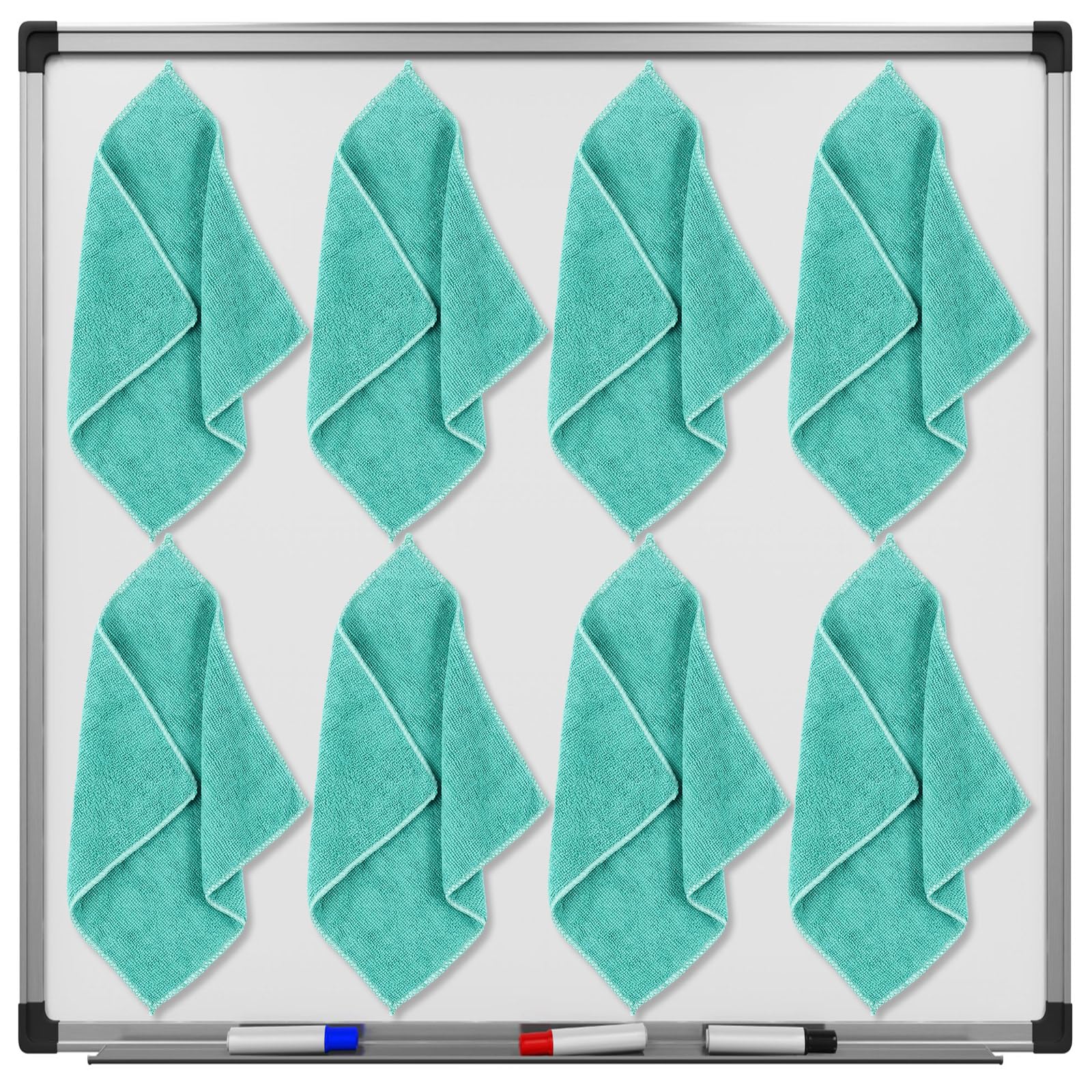 Chiffons de nettoyage en microfibre pour tableau blanc Zopeal - Lot de 8 essuyeurs lavables verts