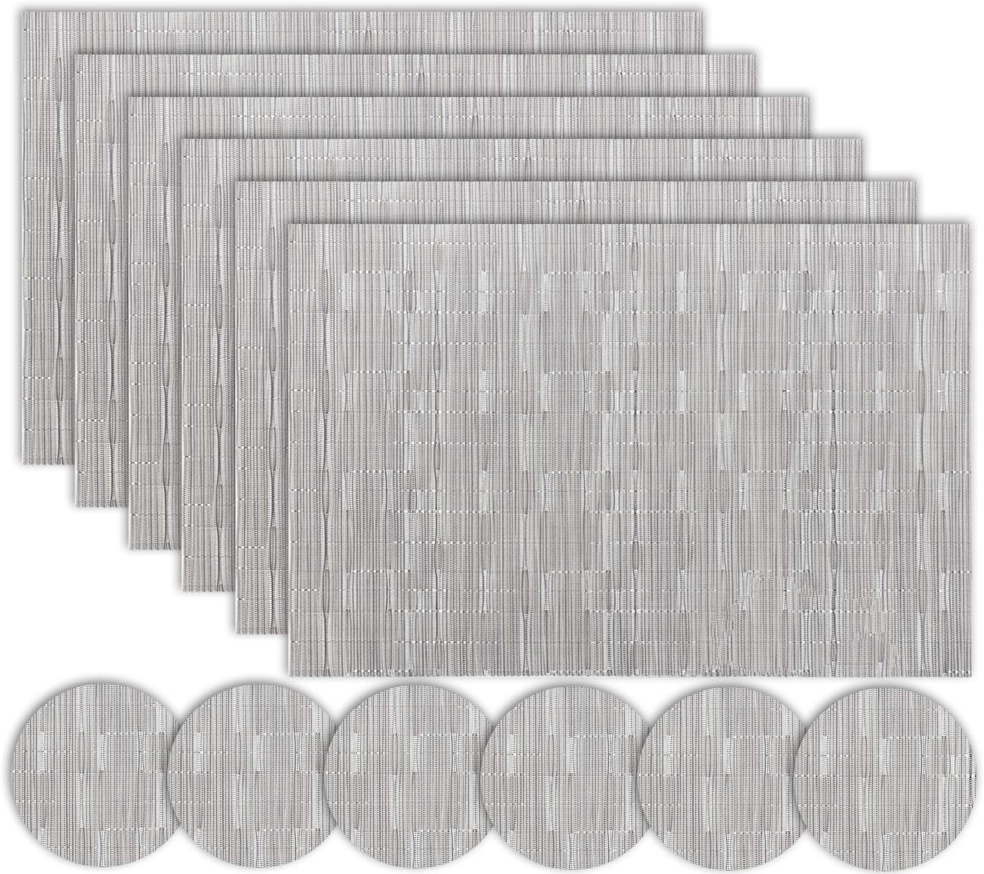 Silver Placemats and Coasters Sets of 6 for Dining Table