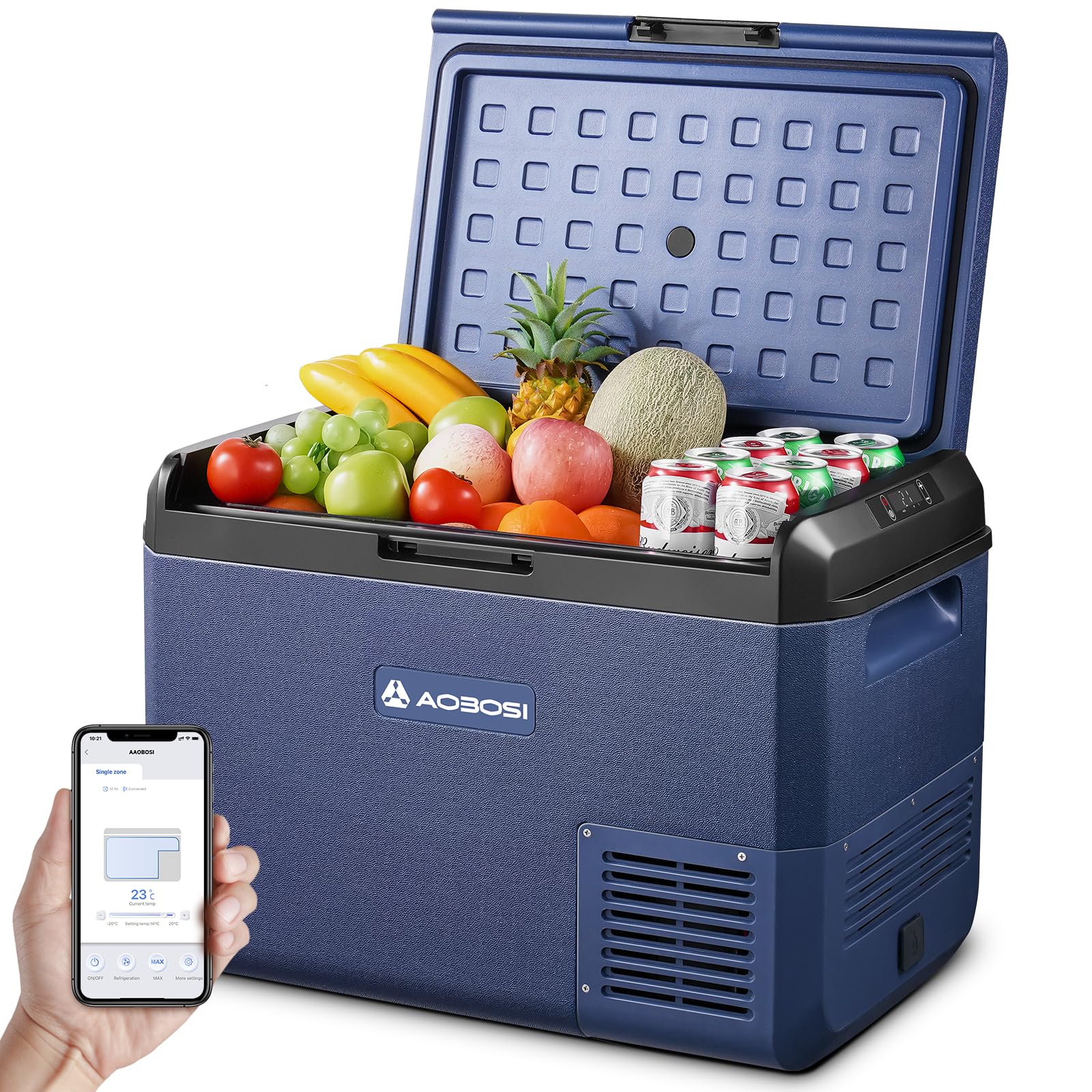 AAOBOSI Kompressor Kühlbox 50L, Elektrisch Kühlbox 12V/230V, IPX4 Wasserdicht, -20°C bis 20°C Auto Kuhlbox Ideal für Auto, LKW, Boot, Camping, Reisen, Fischen, Garten & Outdoor-Aktivitäten