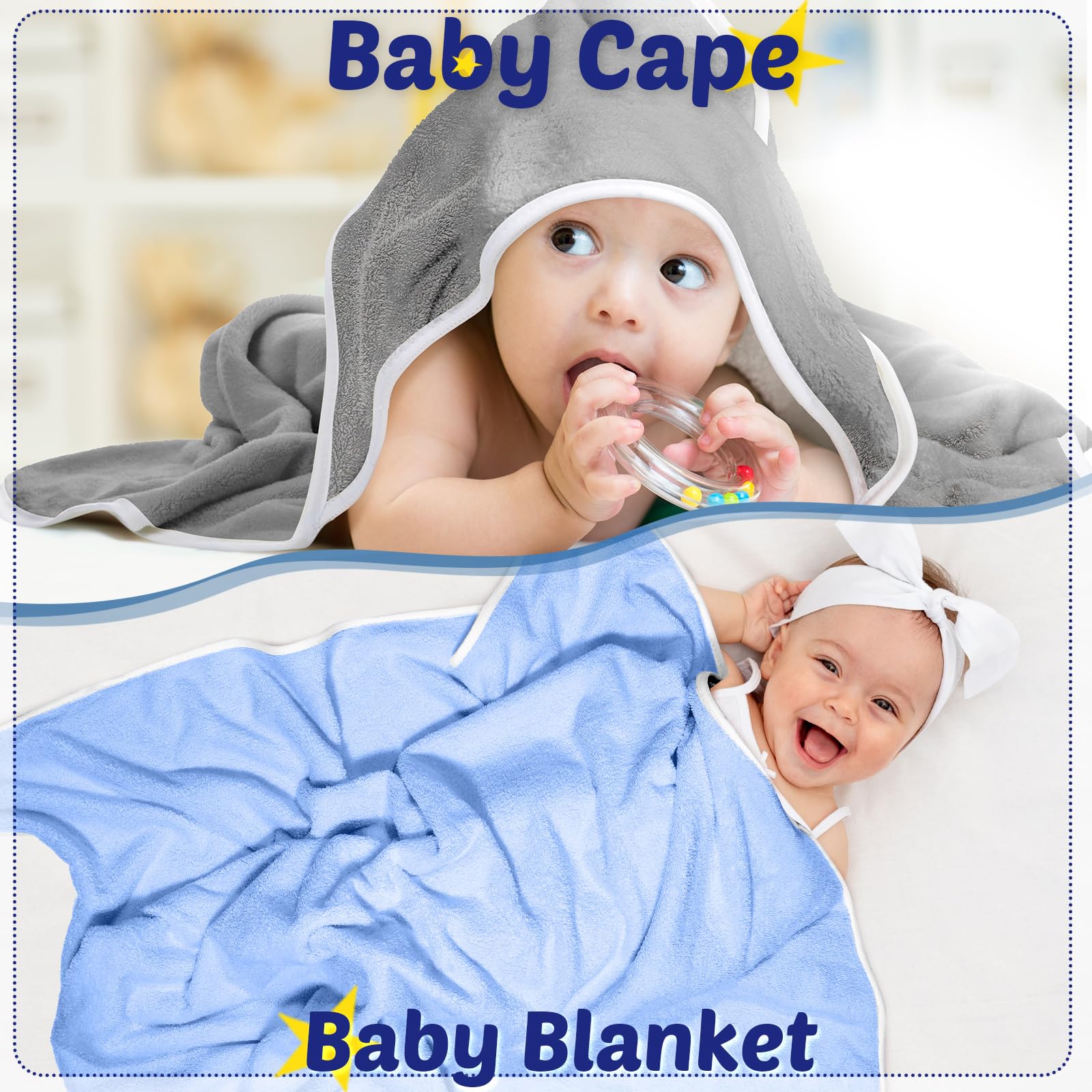 Reginary - Paquete de 4 toallas con capucha para bebé, forro polar coral, toallas de baño de 30 x 30 pulgadas, suave y absorbente, para recién nacidos, niños, niñas, suministros de regalo de ducha
