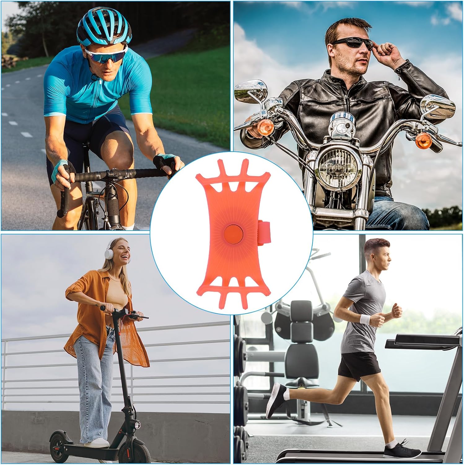 PATIKIL Bike Phone Mount, 360° Rotation Silicone Motorcycle Phone Holder for 3"- 6.5" Phones Adjustable Phone Mount for Motorcycle Bicycle Electric Scooter, Orange