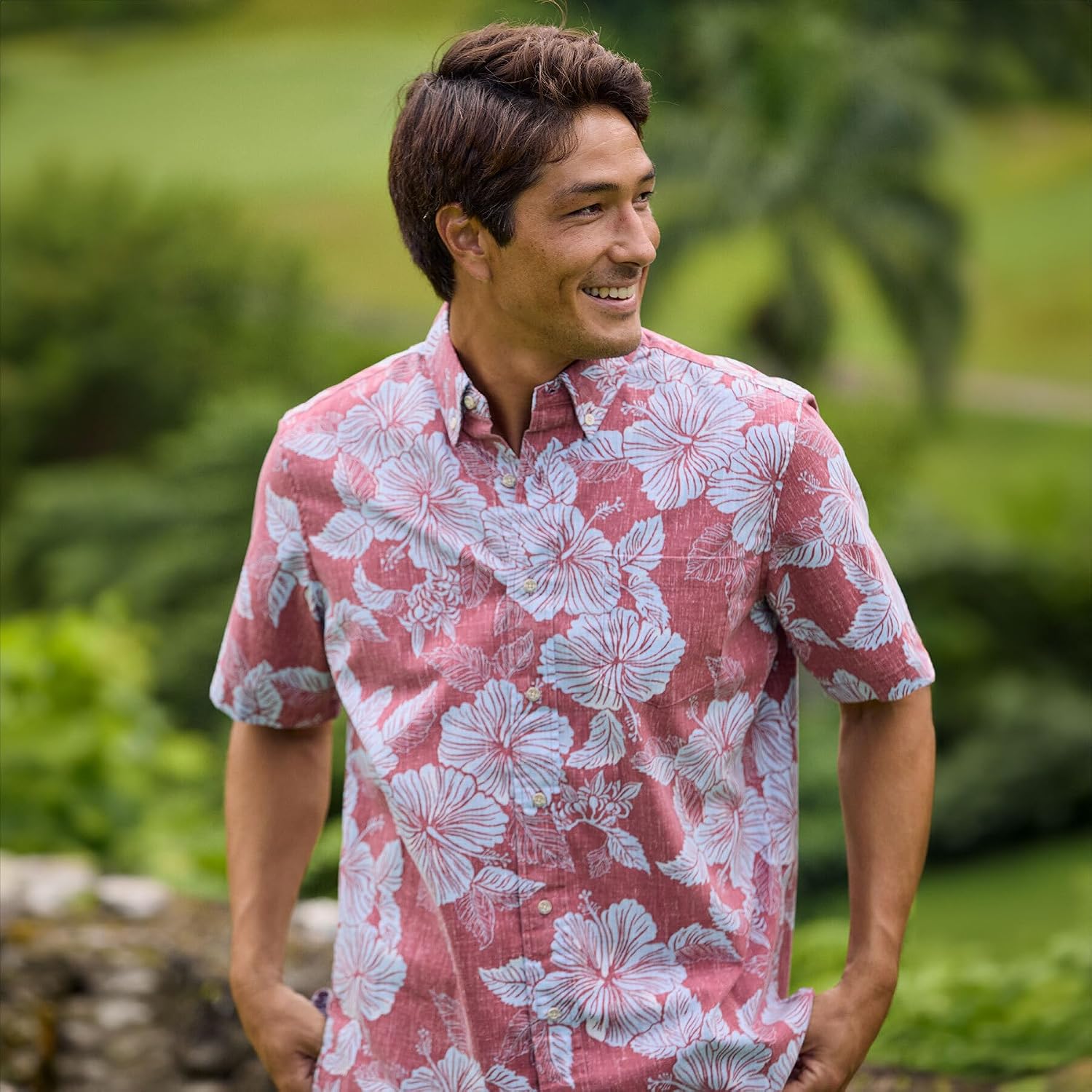 Reyn Spooner Men's Hibiscus Hawaiian Aloha Shirt - Pullover