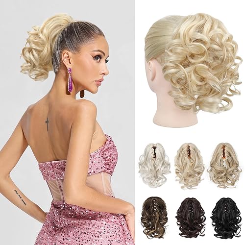 Miniatura 11 de REECHO Extensión de cola de caballo corta de 9 pulgadas, clásica, suelta, rizada, ondulada, con clip, extensiones de cabello con colas de caballo