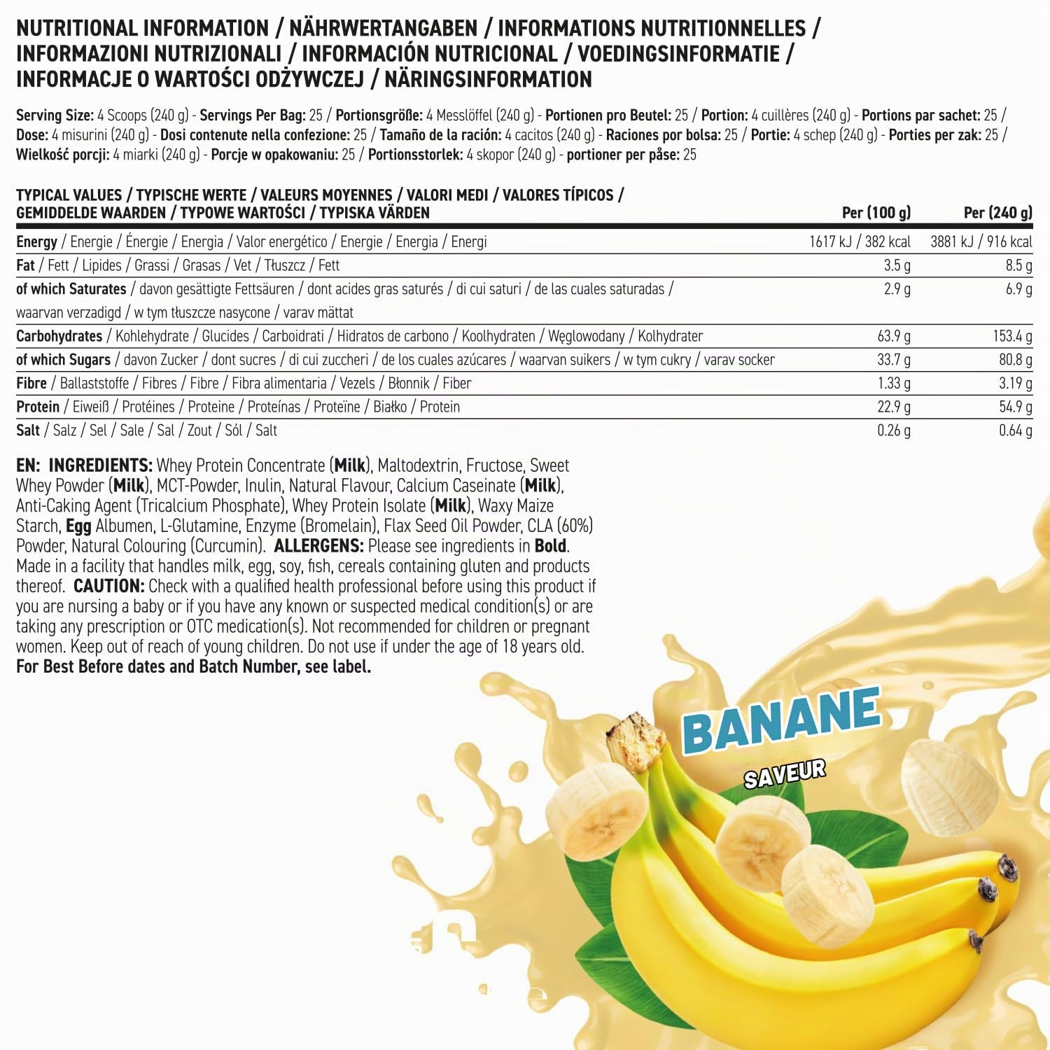 Applied Nutrition Critical Mass Gainer, Banane, 6kg, 25 Portions