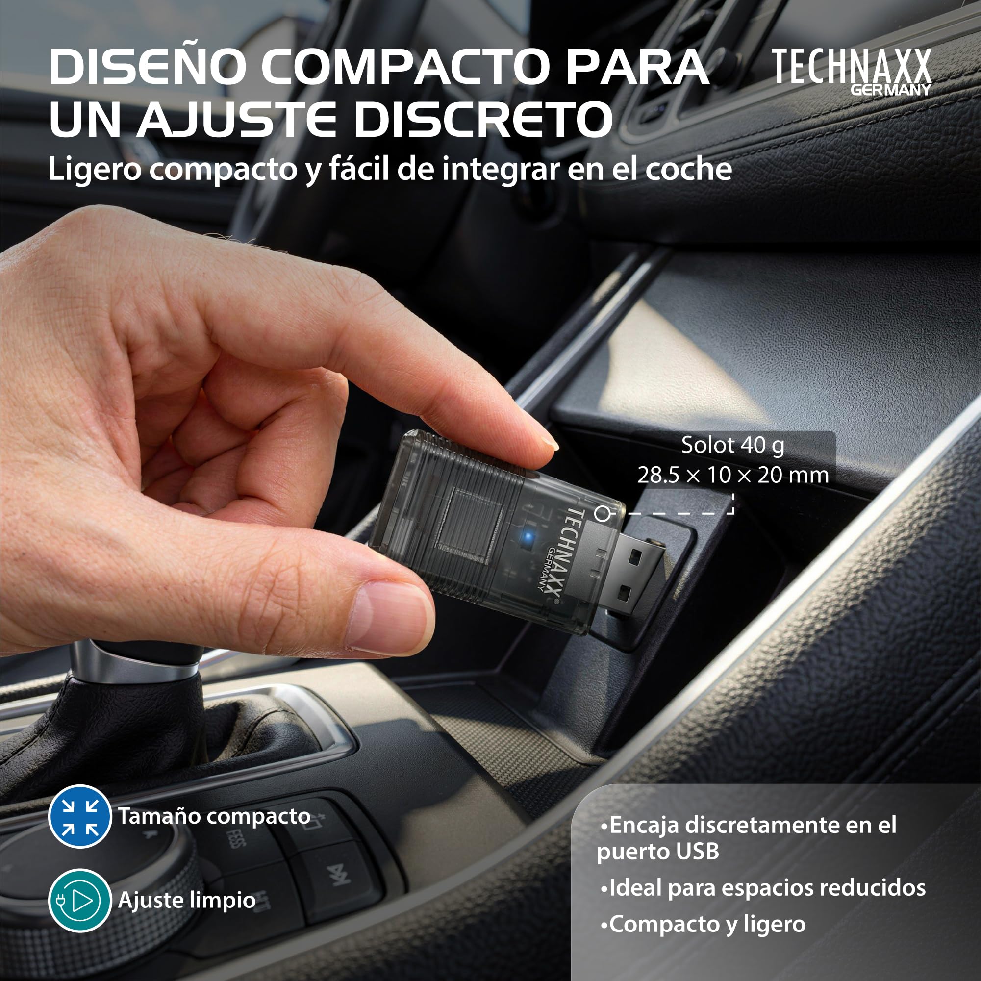 Technaxx Adaptador CarPlay Inalámbrico & Android Auto Inalámbrico – Conversión de Cableado a Inalámbrico, WiFi 2,4/5GHz & Bluetooth 4.2, Plug & Play con Adaptador USB-C y 90° – TX-346