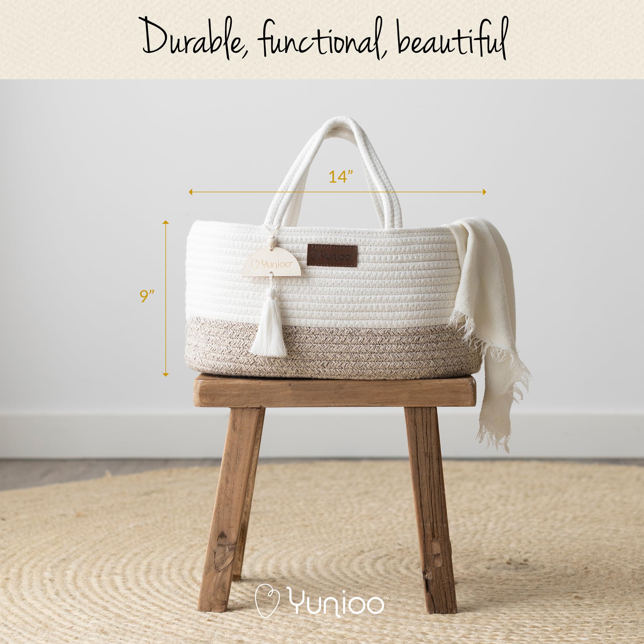 Yunioo Nappy Caddy Organiser, Baby Caddy, Portable Diaper Changing Bag, Nursery Storage Basket with Sturdy Handles - Image 4