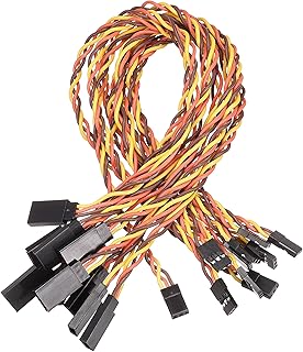 uxcell 10pcs 3-Pin Servo Extension Cable Cord Connectors Lead Wire Male to Female 22AWG 60-Cores Servo Receiver Wire