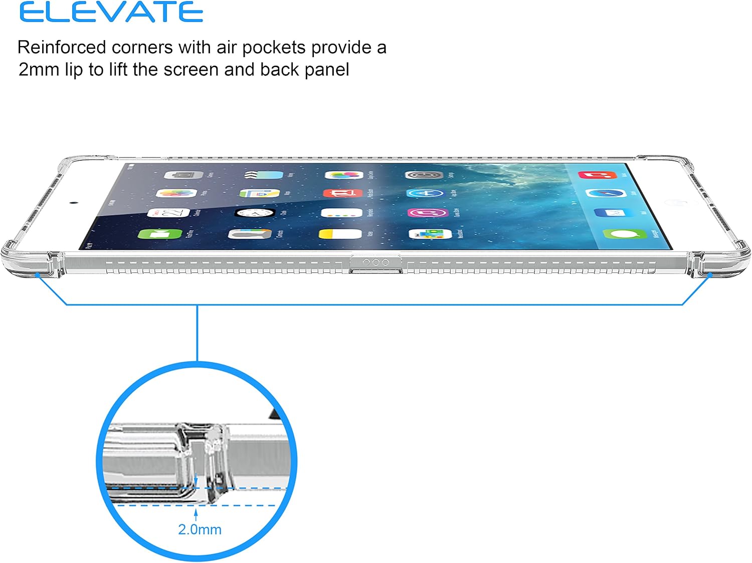 iPad Pro Case, LUVVITT Clear Grip Flexible Soft Transparent TPU Rubber Back Cover for iPad Pro 12.9 (2015) Air Bounce Shockproof Technology - Clear