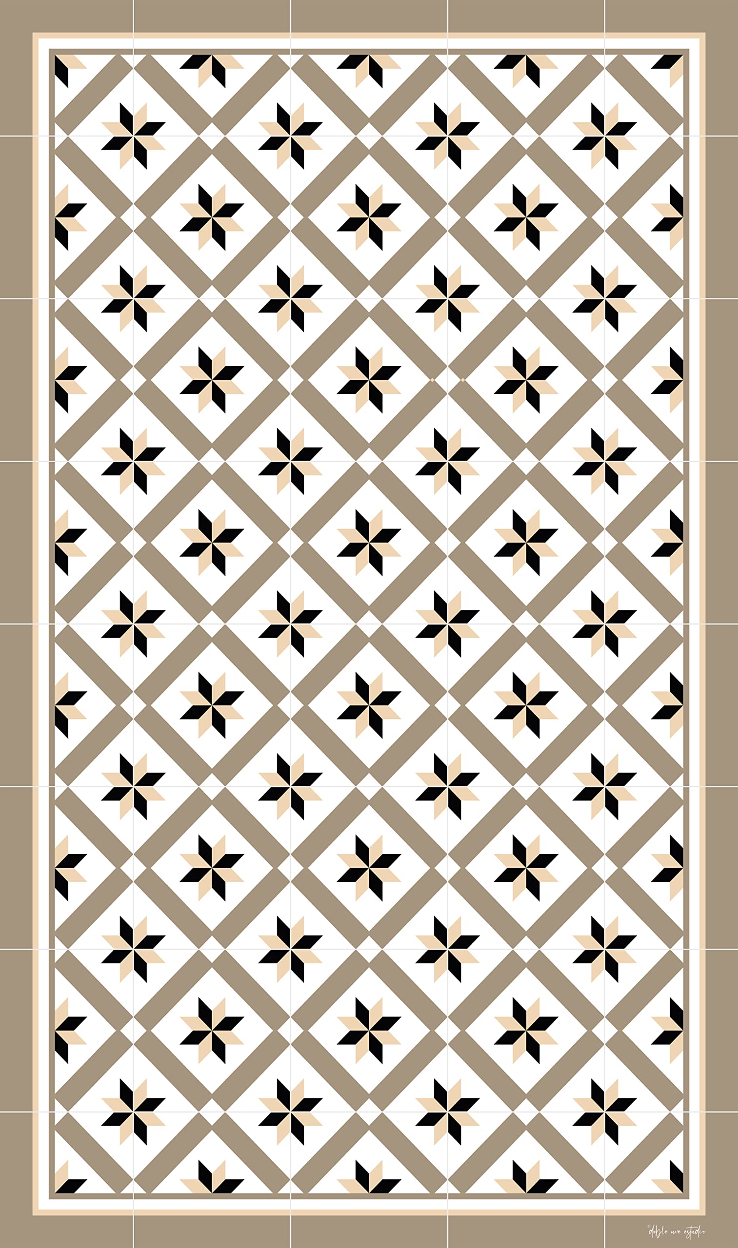 DobleUve Estudio Alfombra Vinílica Hidráulica 24 | Color Marrón | 65x140 cm | Alfombra Cocina Lavable Antideslizante | Alfombra Vinilica | Suelo Vinílico | Alfombra Vinilo Salón