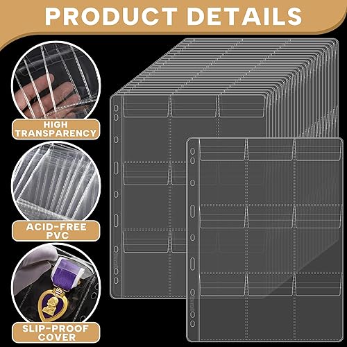 Vista 19 de Páginas de bolsillo para monedas: bolsillo estándar de 9 agujeros para monedas, fundas de recogida para monedas, 10 hojas serie CS03