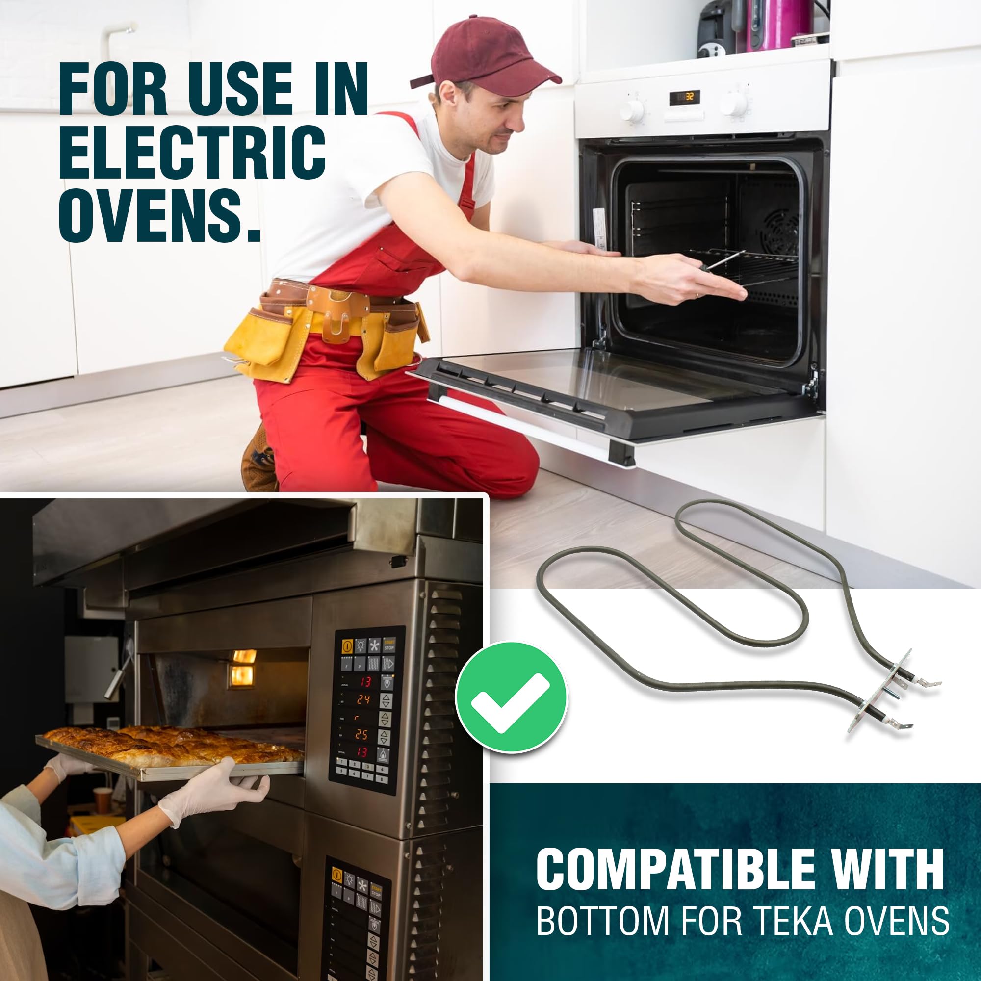 DOJA Barcelona | rezystor ogrzewania dolnego, kompatybilny z piekarnikiem Teka, 1 opakowanie, element grzejny do piekarnika H6049_A, 220 V-1500 W, 307 x 266 mm, akcesoria do piekarnika, blacha do