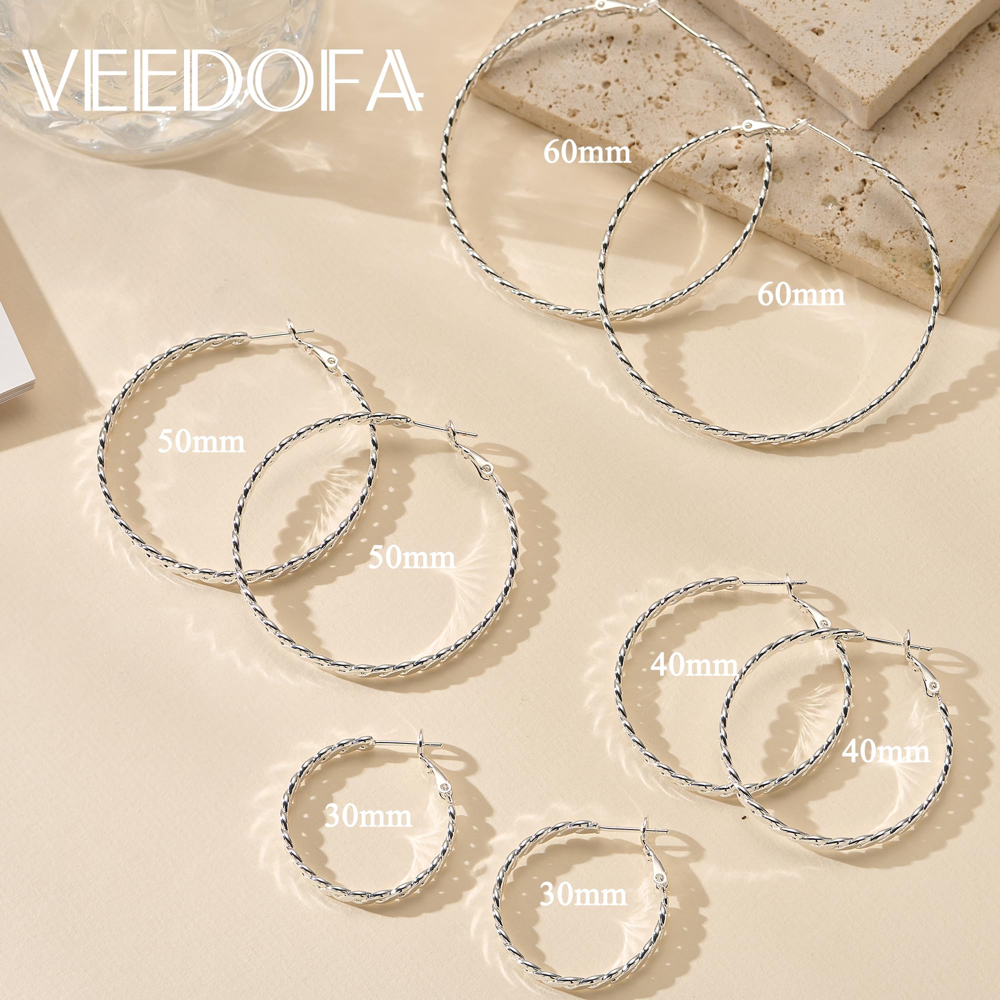 925 Sterling Silber Creolen für Damen, Hohle Twist Ohrringe in Creolen Gold,Leicht & Hypoallergen Earrings