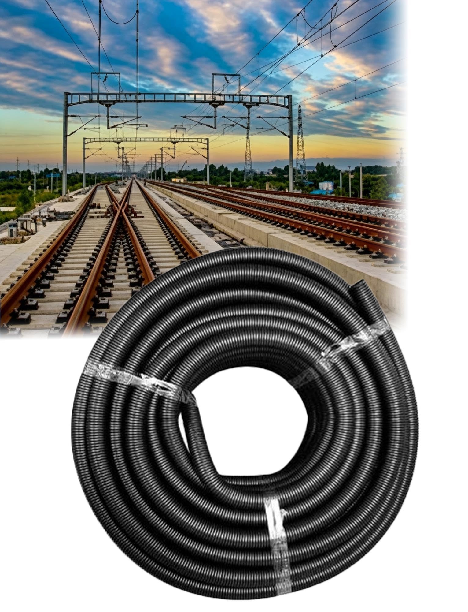 Tubo corrugado flexible para cables eléctricos, resistente y retardante