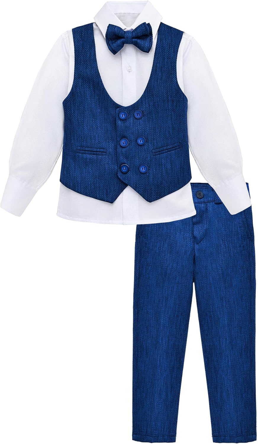 Lilax Boys’ Formal Suit Set, Boys Wedding Ring Bearer Outfit for Kids, Dresswear 4 Piece Suit Set