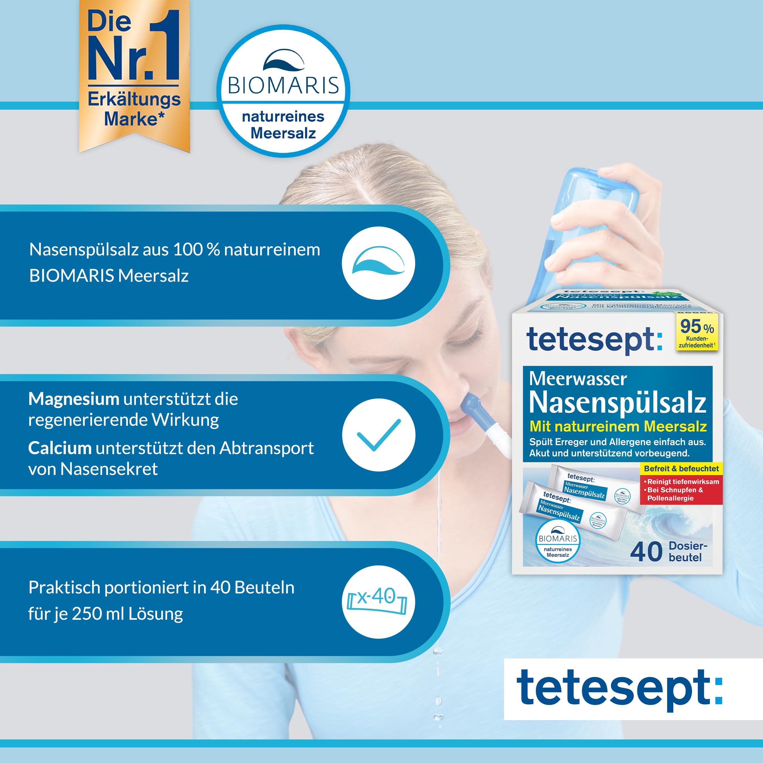 tetesept Sel de lavage nasal à l'eau de mer