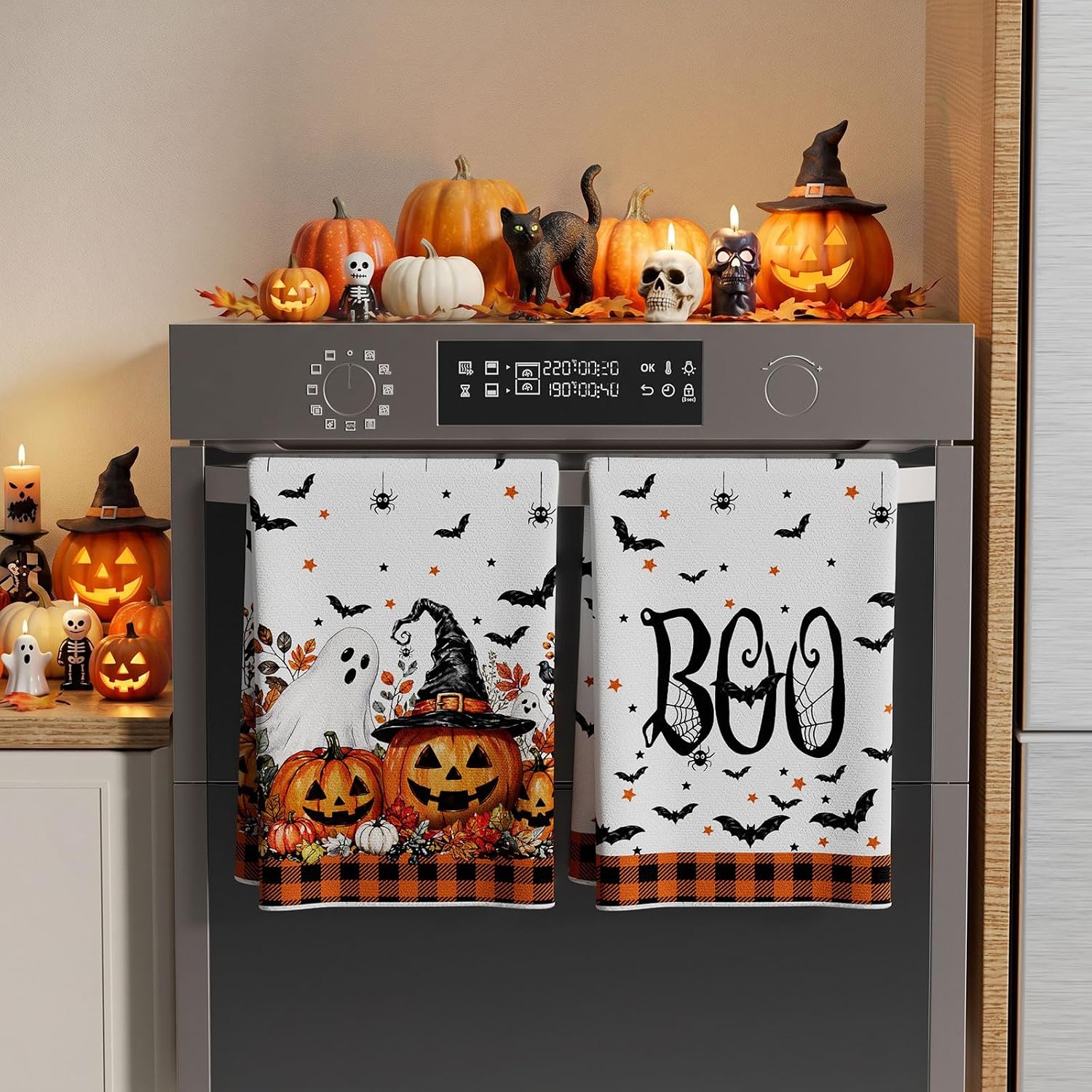 XCHI Halloween Pumpkin Boo Dish Towels Set of 2 Home Decorations 18x26 Inch