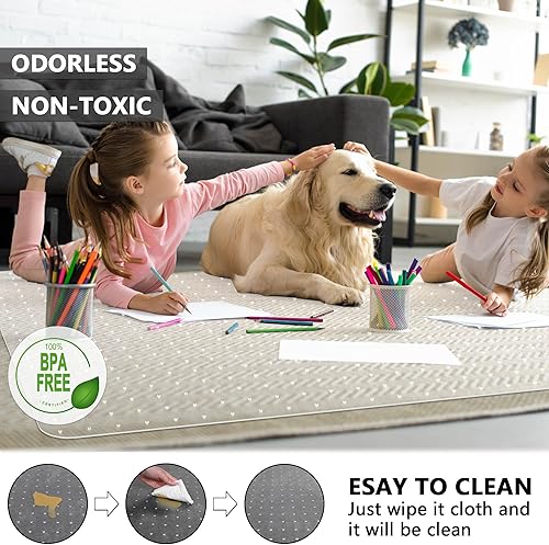 Miniatura 6 de Amyracel Tapete para silla de oficina extra grande para suelos alfombrados de pelo bajo, 45 x 53 pulgadas, tapete transparente para silla de hogar y