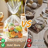 Vista 6 de PigPotParty Bolsas de celofán de 8 x 11 pulgadas, paquete de 100 bolsas de regalo de plástico transparente con refuerzo inferior para exhibición