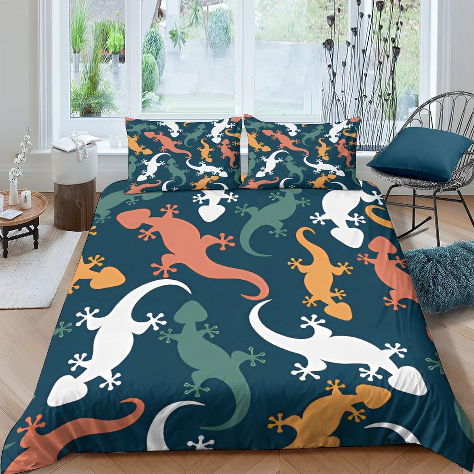 Housse de couette gecko 3D pour transformer la chambre des enfants en jungle