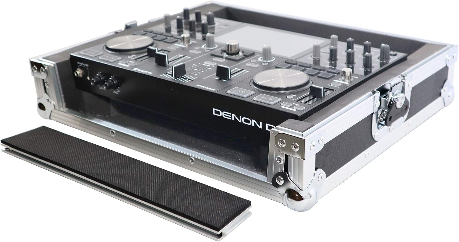 ProX X-PRIMEGO ATA Style Flight Travel hard Case for Denon DJ Prime Go Digital Controller - Silver On Black
