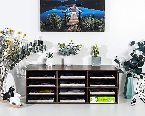 Vista 52 de PAG Organizador de literatura de madera para encimera, buzón de estudiante para aula, soporte de papel de escritorio para oficina, hogar, escuela