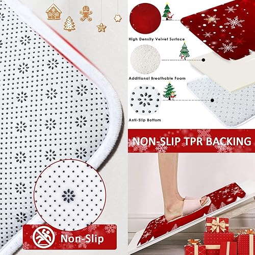 Miniatura 34 de ArtSocket Juego de baño de árbol de Navidad con cortina de ducha y accesorios de alfombras, juego de cortinas de ducha rojas a cuadros búfalos