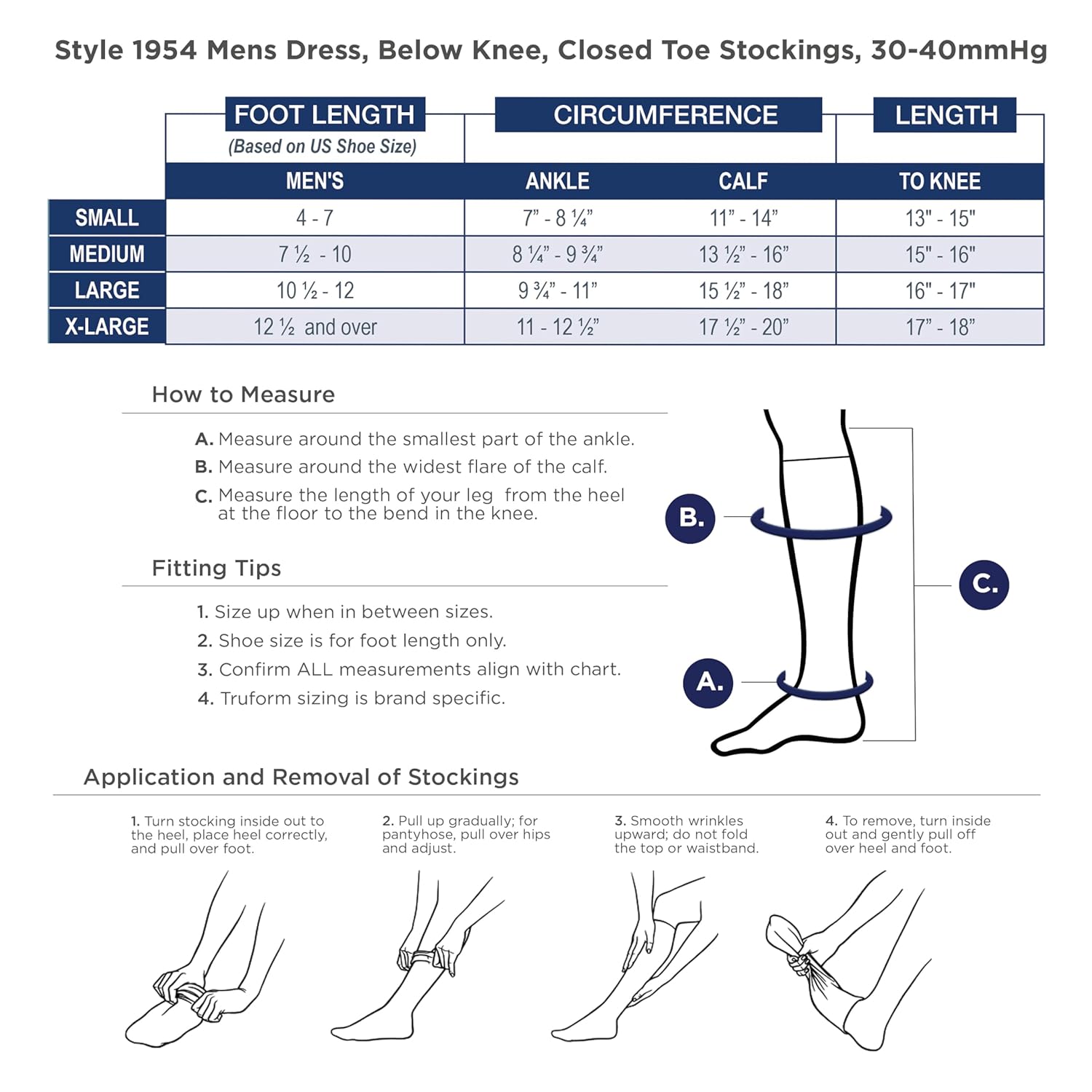 Truform Compression Socks, 30-40 mmHg, Men's Dress Socks, Knee High Over Calf Length, Black, X-Large - Image 3