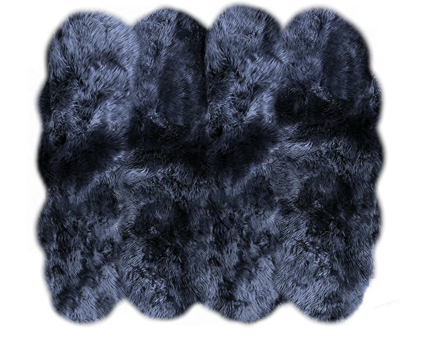 LAMBZY Shapes Sheepskin Eight Pelts Area Rug, Black