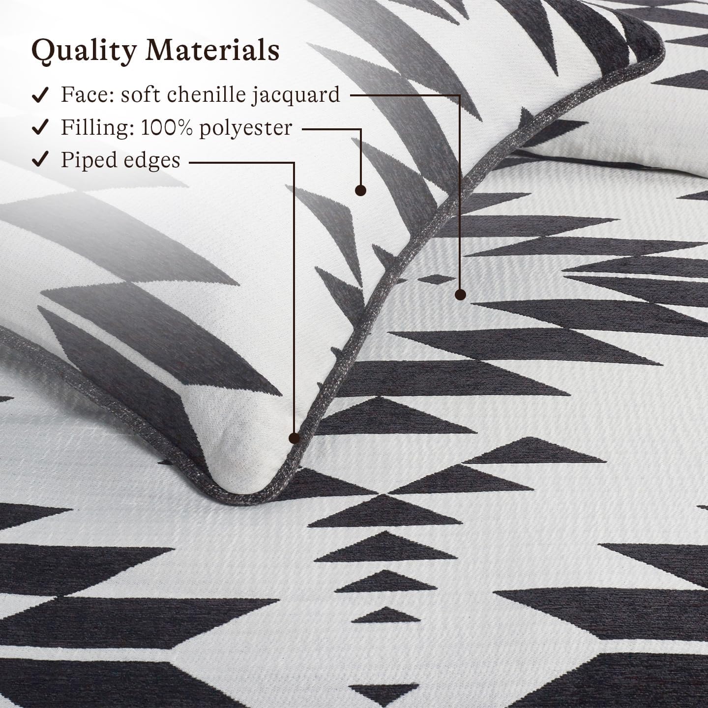 HiEnd Accents Amelia Western Bedding 3 Piece King Size Comforter Set, Black and Off-White Southwestern Aztec Geometric Pattern, Rustic Jacquard Comforter Set with Pillow Shams