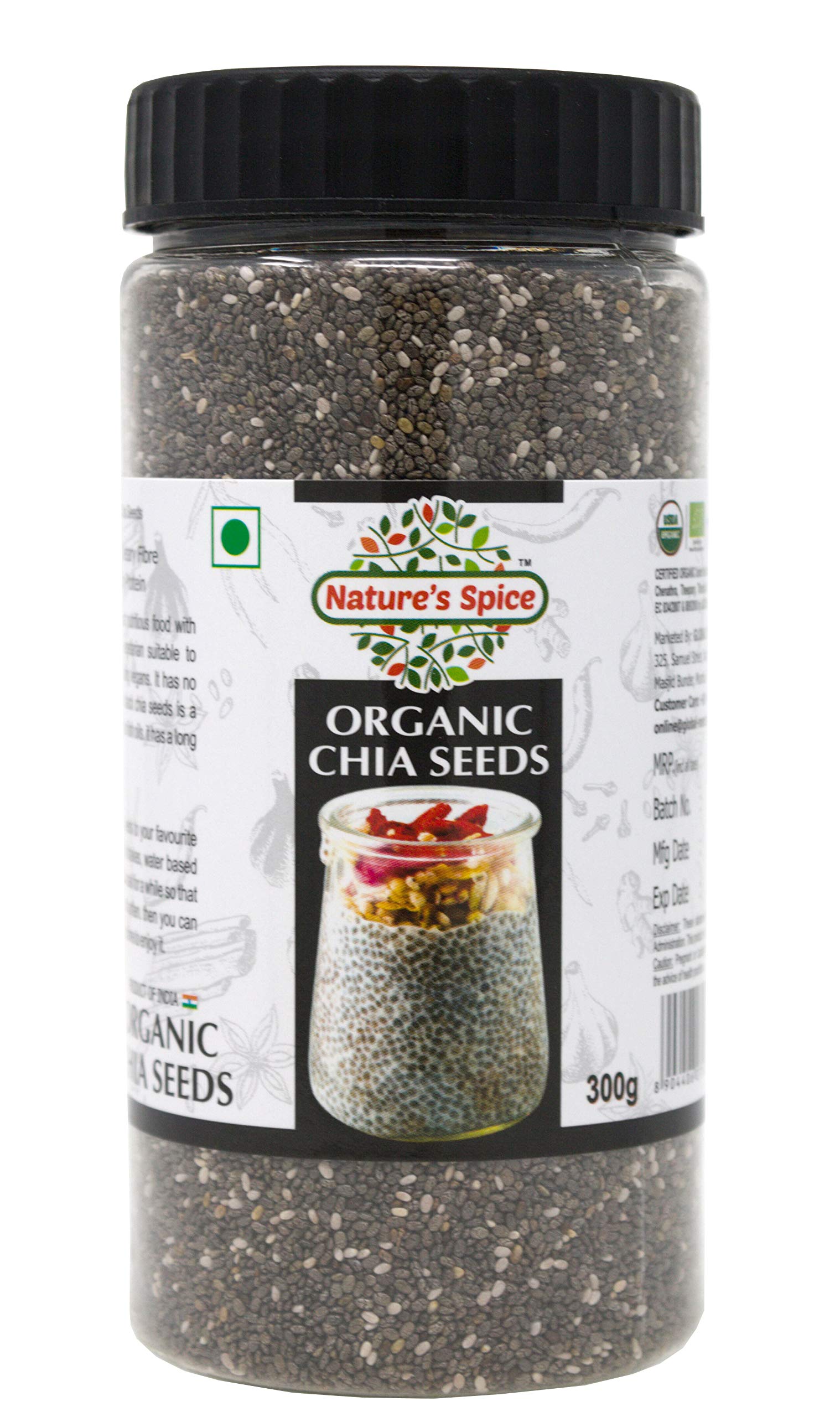 Natures Spice Organic Premium Black Chia Seeds with Omega 3, Protein and Fiber For Salads, Yogurts, Smoothies and Weight loss,300g, Non-GMO, Vegan, Gluten-Free, Keto & Paleo (B09139ZV9M) Amazon Price History, Amazon Price Tracker