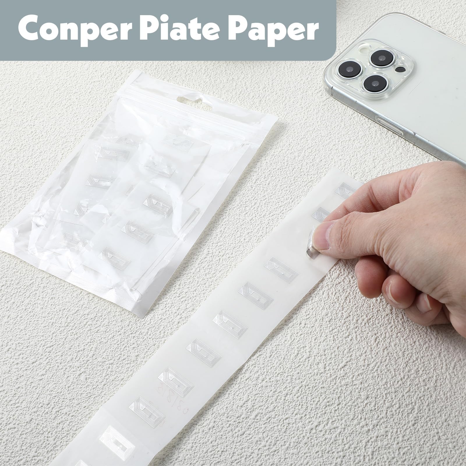 NFC-etiketten, zelfklevend, NFC, NTAG213, origineel, NFC-etiketten, zelfklevend, transparant, RFID herschrijfbaar, 144 bytes geheugen, werken met alle NFC-compatibele apparaten, 50 stuks