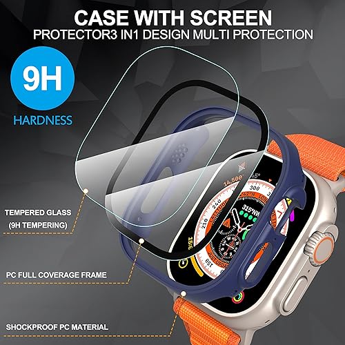 Vista 145 de Paquete de 2 fundas protectoras de pantalla de vidrio templado para Apple Watch Series 6/5/4/Series SE/SE 2/SE 3 de 1.575 pulgadas, funda protectora