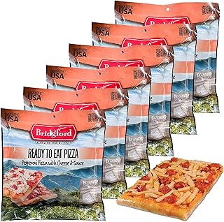 Bridgford MRE Pepperoni Pizza Slice With Cheese MRE Survival Food - 6 Pack - No Refrigeration Needed and Long Shelf Life Meals - High-Protein Military for Emergency Preparedness
