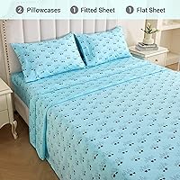 Vista 6 de Sábanas estampadas tamaño Queen, navideñas, sábana bajera ajustable de microfibra cepillada con bolsillo profundo de 15 pulgadas, juego de sábanas