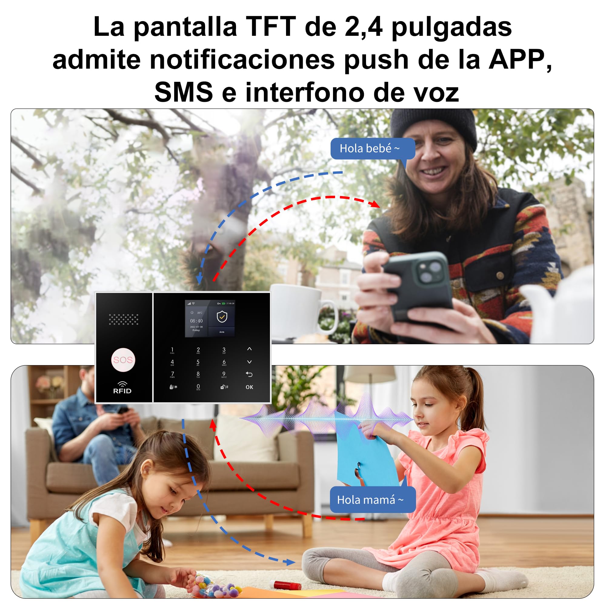 XUK Sistema de Alarma Inalámbrico 4G/GSM/WiFi para Casa/Apartamento, Seguridad Inteligente con Sensores de Puerta/Ventana y Detector Movimiento PIR, Compatible con Alexa/Google Home, Fácil Instalación