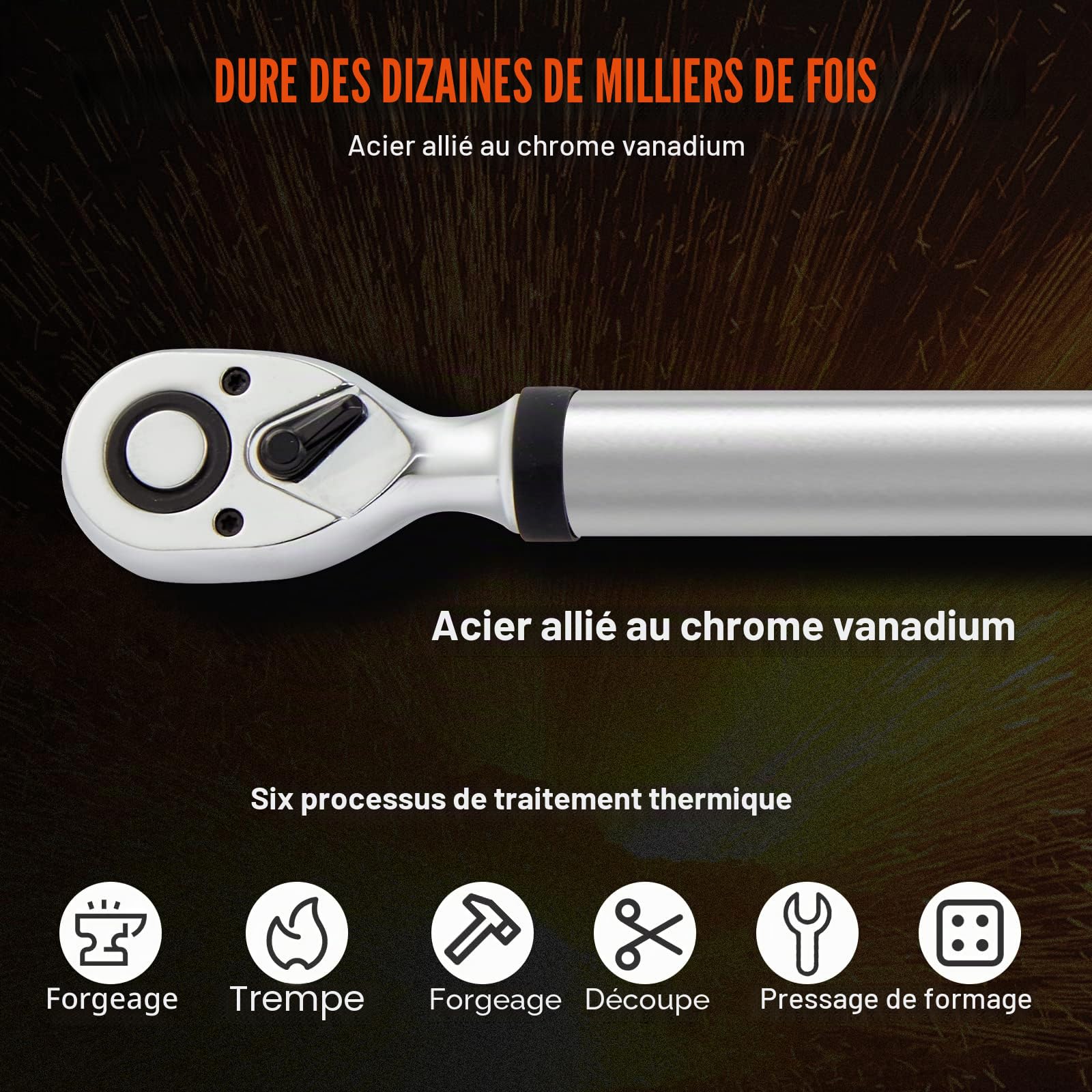 VEVOR 1/2" Clé Dynamométrique Numérique Clé de Torsion 34-340 N.m Précision ±2% Clé à Cliquet Réglable 72 Dents Contre Surcouple par LED Buzzer Vibration avec Adaptateurs Rallonge Kit d’Entretien Auto