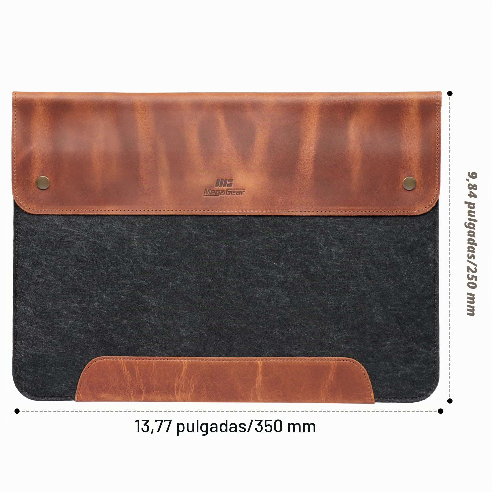 MegaGear Funda de Cuero Genuino Compatible con MacBook Pro 14 y MacBook Air 13-13.6 (M5-M1) – 2020-2026, Camel