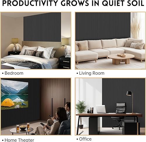 Vista 49 de RITOLLO Paquete de 4 paneles de madera para pared, paneles acústicos de listones de madera de 47.2 x 23.6 pulgadas para pared, paneles Roble natural