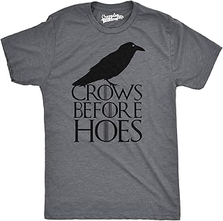 Crazy Dog Tshirts Mens Crows Before Hoes Funny T Shirt for Men Vintage Novelty Hilarious Gag Gift