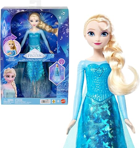 Filmdeki "Let It Go" şarkısını söyleyen, eklemleri bükülebilen ve ışıltılı özel kıyafet ile çıkarılabilir ayakkabı giyen Mattel Disney Karlar Ülkesi Şarkı Söyleyen Elsa Bebek, JLJ07