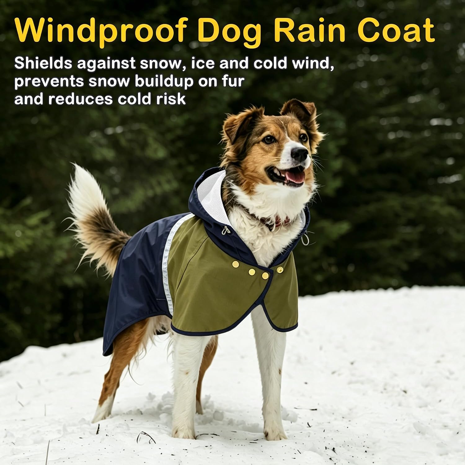 Dog Raincoat Jacket, Reflective Hood Poncho Slicker (S, Blue) | Adjustable Dog Rain Coat with Harness Holes, Water Proof Clothes Rainwear for Small Medium Large Dogs, Rain Snow Windy Days