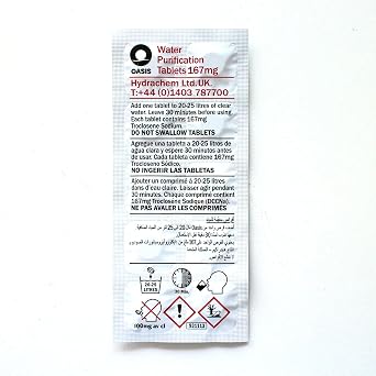 Oasis Water Purification Tablets Each Tablet Treats 20 Litres of Suspect Water (100 Tablets)