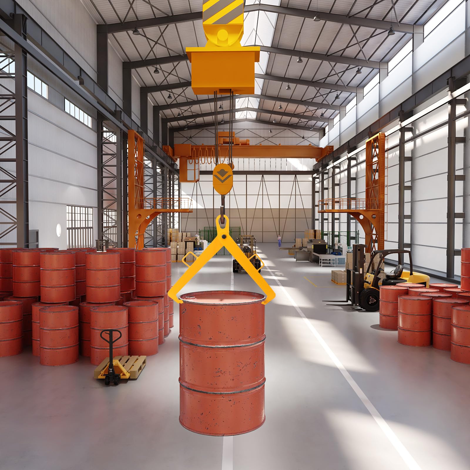 Sollevatore Fusti Verticale 600kg, Pinza Per Fusti Industriale In Acciaio Legato, Morsetto Sollevamento Fusti Per Gru E Carrello Elevatore, Per Fusti 55–60cm