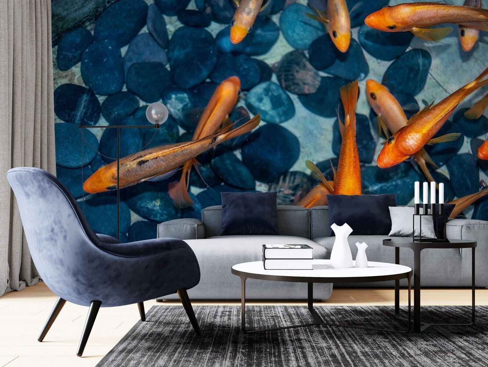 Fotos Pared Decoracion Mural de pared de papel tapiz de guijarros azules 3D, 274 * 254 cm Moderna Decoración De Pared Sala Cuarto Oficina Salón